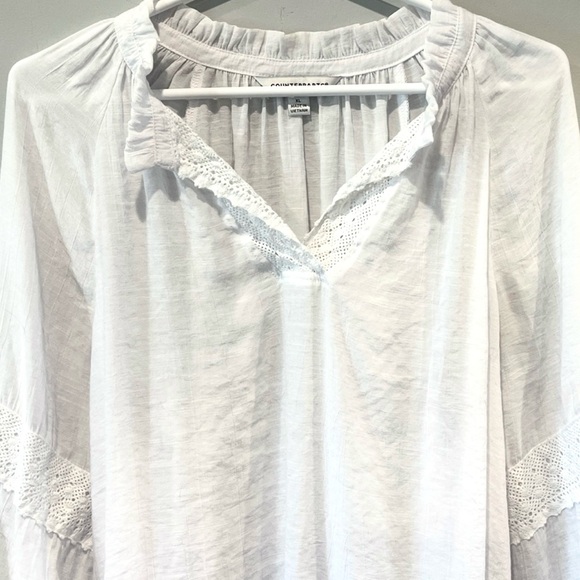 Counterparts White Long Sleeve Peasant Blouse with Lace Women’s Size XL NWOT - Picture 2 of 11